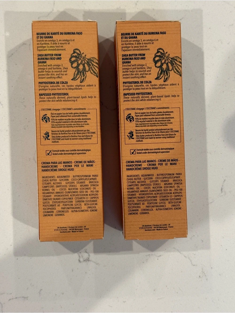 L'OCCITANE Dry Skin Hand Cream (2 tubes w/ boxes)